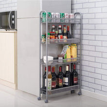 Load image into Gallery viewer, Best seller  dalilylime 4 tier removable storage cart gap kitchen slim slide out storage tower rack with wheels cupboard with casters silver 4 layers 420s