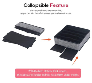 Exclusive onlyeasy closet underwear organizer drawer divider set of 4 foldable cloth storage boxes bins under bed organizer for bras socks panties ties linen like black mxass4p