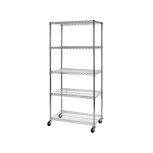 Shop seville classics ultradurable commercial grade 5 tier nsf certified steel wire shelving with wheels 36 w x 18 d x 72 h x x plated