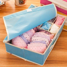 Load image into Gallery viewer, Top rated kaimao foldable storage boxes drawer dividers closet organisers under bed organiser for underwear bra socks tie scarves with lid blue