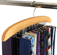 Load image into Gallery viewer, SunTrade Wooden Tie Hanger,24 Tie Organizer Rack Hanger Holder Hook (Beige, 24 Hooks)