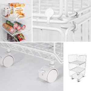 Discover the best pup joint metal wire baskets 3 tiers foldable stackable rolling baskets utility shelf unit storage organizer bin with wheels for kitchen pantry closets bedrooms bathrooms