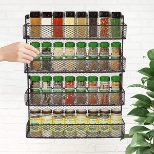 Best bbbuy 4 tier spice rack organizer wall mounted country rustic chicken holder large cabinet or wall mounted wire pantry storage rack great for storing spices household stuffs