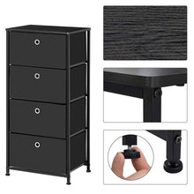 Load image into Gallery viewer, Online shopping songmics 4 tier dresser drawer unit cabinet with 4 easy pull fabric drawers storage organizer with metal frame and wooden tabletop for living room closet hallway black ults04h