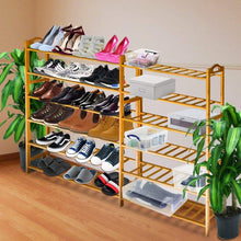Load image into Gallery viewer, Storage anko bamboo shoe rack natural bamboo thickened 6 tier mesh utility entryway shoe shelf storage organizer suitable for entryway closet living room bedroom 1 pack