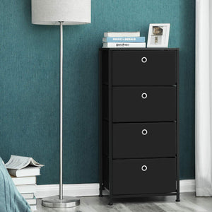 Order now songmics 4 tier dresser drawer unit cabinet with 4 easy pull fabric drawers storage organizer with metal frame and wooden tabletop for living room closet hallway black ults04h