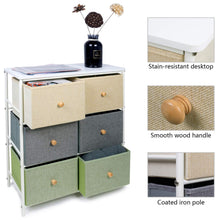 Load image into Gallery viewer, Top lifewit small storage drawer unit with metal frame for children small clothes organizer with wooden tabletop for livingroom bedroom cabinet with 6 easy pull fabric drawers 3 tier
