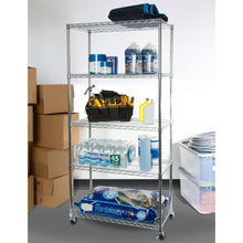 Load image into Gallery viewer, The best seville classics ultradurable commercial grade 5 tier nsf certified steel wire shelving with wheels 36 w x 18 d x 72 h x x plated