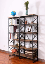 Load image into Gallery viewer, Latest ironck bookshelf double wide 6 tier 70 h open bookcase vintage industrial style shelves wood and metal bookshelves home office furniture