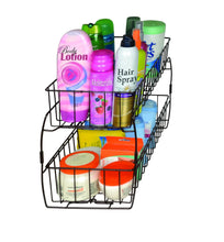 Load image into Gallery viewer, Save smart design 2 tier stackable pull out baskets sturdy wire frame design rust resistant vinyl coat for pantries countertops bathroom kitchen 18 x 11 75 inch bronze