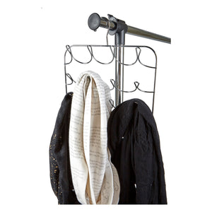 Mind Reader Scarf, Belt, Tie Organizer Hanger Holder Rack, Silver