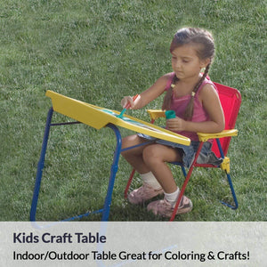 Best table mate 4 kids folding desk and chair set for eating art activities for toddlers and children with portable carry case red blue yellow